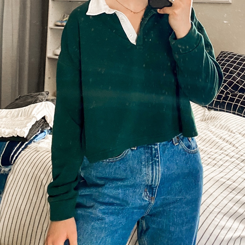 Dark green long sleeve polo